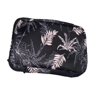 Toiletries Bag Black and Pink Palm Leaf Large